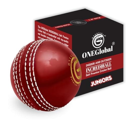 Image of ONEGlobal Incrediball Junior Soft Practice Cricket Ball | Outdoor & Indoor Rubber Cricket Ball With Core & Stitched Seam | For Practice, Training & Family Fun | Senior & Junior Size (1 Red, Junior)