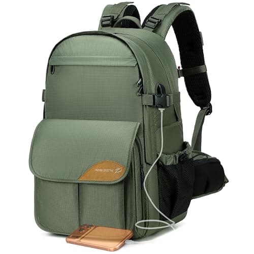 Image of Padwa Lifestyle Green Large Camera Backpack - Wear Resistant Nylon Camera Bag, Multi Camera Backpacks for Photographers with 16” Laptop & Lens Compartment and Tripod Holder & Weather Resistant