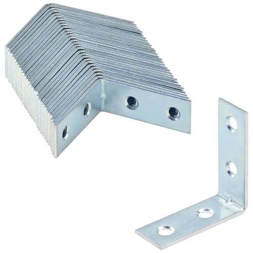Image of 30 PCS Metal Corner Braces – Galvanized Steel L-Shaped Angle Brackets for Wood and Shelves (30, 40 x 40mm)