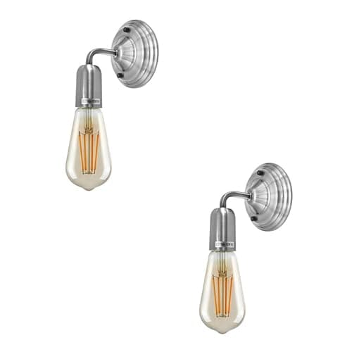 Image of LEDSone 2 Pack Wall Lights Indoor Satin Nickel Metal E27 Modern Wall Sconce Lighting Easy to Install Industrial Lamp for Living Room, Bedroom, Kitchen, Hall, Bar, Restaurants, Coffee Shop