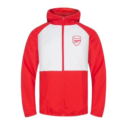 Image of Arsenal FC Official Football Gift Mens Shower Jacket Windbreaker White Large