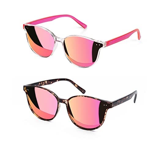 Image of Sumato Round Cat Eye Sunglasses for Women Trendy Sunglasses Classic Vintage Designer Style UV400 Protection Mirrored Lens Pink Tortoise