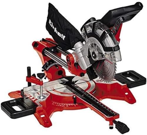 Image of Einhell Dual Bevel Sliding Mitre Saw 1800W, +/-45° Mitre, +/-47° Bevel Saw with 48T Blade for Cutting Wood, Dust Extraction, Laser, Suitable for Materials Such as Wood, Coated Boards or Plastic