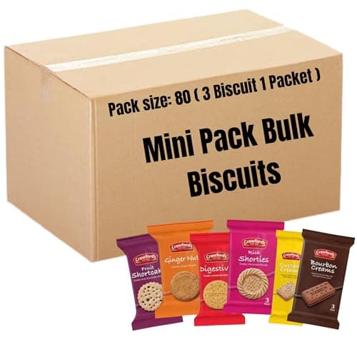 Image of Bulk Buy Multipack Crawford Biscuit Portion Packs – 13-Biscuit Pack – 6 Varieties Individually Wrapped - Office, Hotel, Tea & Coffee Snack Biscuits – Fresh Cookies for On-the-Go Snacking (80 Pack)