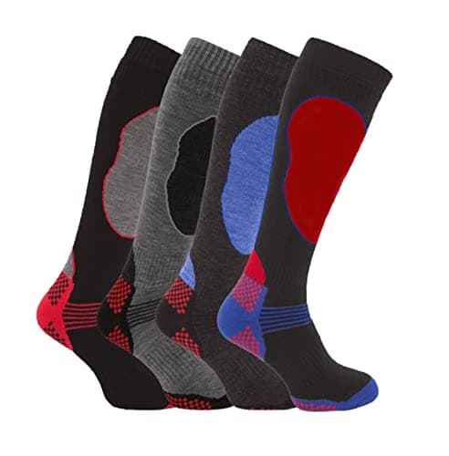 Image of Bonjour 4 Pairs of Boys High Performance Thermal Ski Socks Multi (9-12 & 12-3)