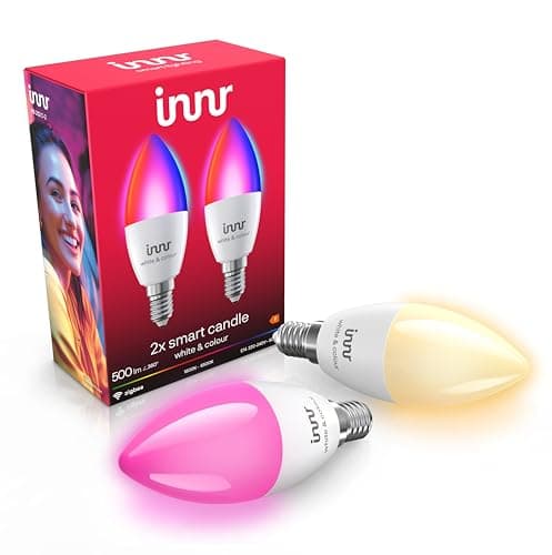 Image of Innr Zigbee E14 Smart Bulb, Works with Hue* and Alexa (Bridge Required), White & Colour, 16 Million Colours, LED Candle, Dimmable, 500 Lumen, 2-Pack