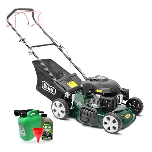 Image of Webb WER460SP 18"/46cm Self-Propelled Rotary Petrol Lawn Mower, 141cc, 7 Cutting Heights, 55L Bag - 3 Year Guarantee