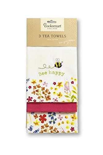 Image of Cooksmart British Designed Pack of 3 Tea Towels | Luxury Tea Towels for Kitchen | Modern Designed Tea Towel Set