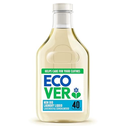 Image of Ecover Concentrated Non-Bio, Laundry Detergent, Laundry Washing Liquid, Lavender and Sandalwood, Pack of 1, 40 Washes, 1.43L