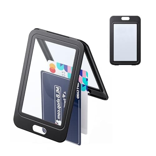 Image of Uniclife ID Badge Holder with Double-Sided Windows Vertical Hard Plastic Case Black Card Protector Pouch for Office School ID Credit Cards Proximity Key Cards Driver’s Licenses and Passes, 1 Pack