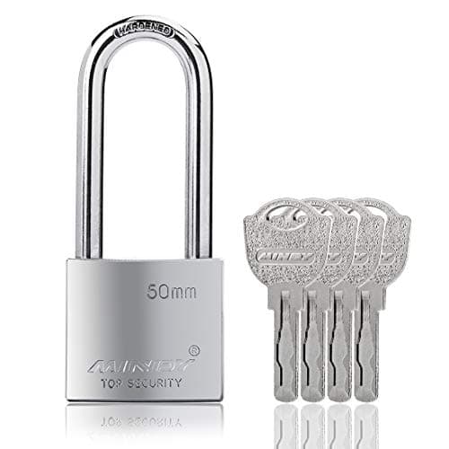 Image of 50mm Long Shackle Padlocks for Outdoor Use All Weather Resistant, Alloy Steel Heavy Duty Lock with 4 Keys