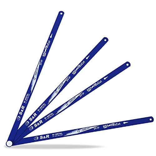 Image of S&R HSS Bi-Metal Saw Blades Set for Hacksaw 4pcs: 4X HSS bi-Metal Saw Blade 12"/ 300 mm x 24 tpi, Made in Germany
