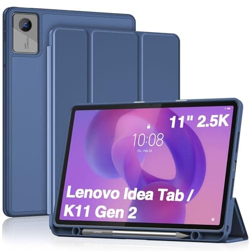 Image of ProCase Full-Edge Protective Case for Lenovo Idea Tab 11" 2025 / Tab K11 Gen 2 (TB-336ZU/TB-336FU), Shockproof TPU Back Slim Trifold Stand Cover with Pencil Holder - Dark Blue