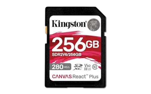 Image of Kingston Canvas React Plus V60 SD 256GB SDXC UHS-II 280R/150W U3 V60 for Full HD/4K