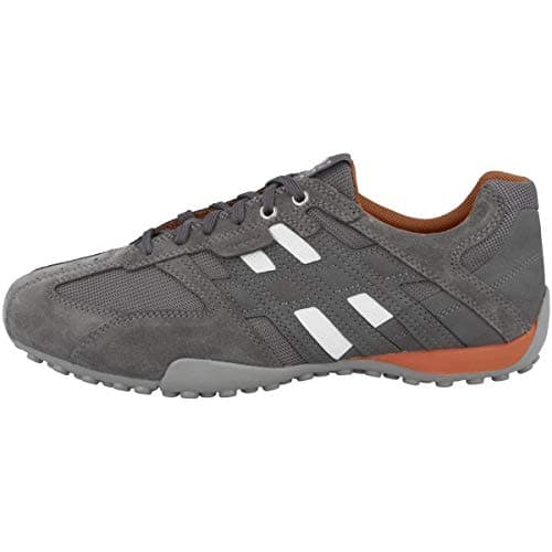 Image of Geox Mens Uomo Snake Sneakers, Lt Grey Anthracite, 8 UK