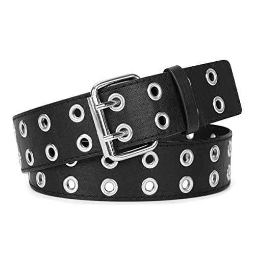 Image of WERFORU Double Grommet Punk Belt - 2 Holes, PU Leather, Black