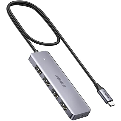 Image of UGREEN USB C Hub, Slim Type C to 4 Port USB 3.0 Adapter 60CM Extension Cable, 5Gbps High-Speed USB Splitter Compatible with Thunderbolt 3 Macbook Pro iPad Pro Air XPS HP Envy Galaxy S22 and More