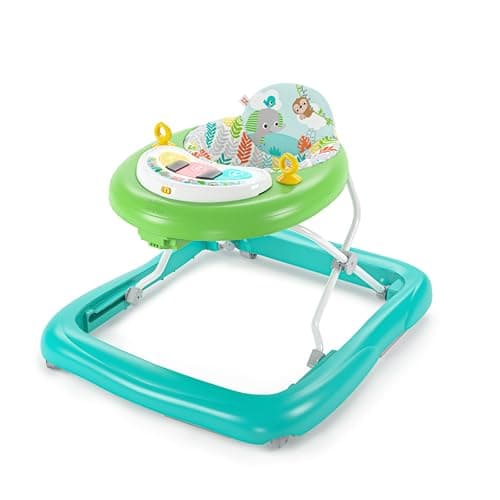 Image of Bright Starts, Tiny Trek Jungle Vines 2-in-1 Baby Activity Walker with Removable Piano Toy with Lights, Songs & Sounds, Volume Control, Adjustable Height, Foldable, Easy to Clean, Ages 6 months+