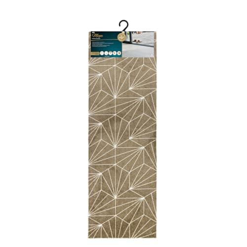 Image of JVL Mega Mat Machine Washable Entrance Runner, 50x150cm, Brown Geo