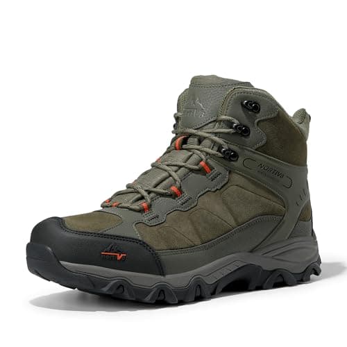 Image of NORTIV 8 Men's Waterproof Hiking Boots Outdoor Mid Walking Boots Mens Trekking&Hiking Footwear Backpacking Mountaineering Shoes,Size 9,Army Green,JS19004M