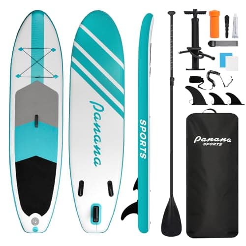 Image of Panana Inflatable Stand Up Paddle Board 10ft SUP Board for Adults & Youth, Wide Stable Anti-Slip iSUP Kit with Paddle, Pump, Leash, Fin & Backpack for Surfing, Yoga, Fishing, All Water