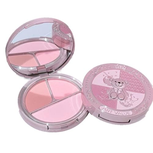 Image of KARLOR 3-in-1 Blush Powder Palette, Rose Coral Rosewood, Pink Blush Natural blushers for cheeks make up peach coral pink matte (01#)
