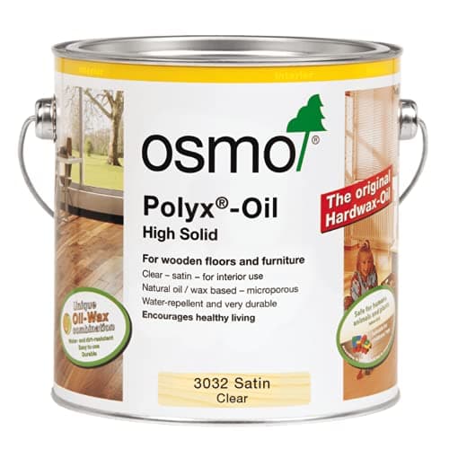 Image of Osmo Polyx®-Oil - Hard Wax Oil 3032, Clear Satin, 2.5L - Durable Wood Oil for Floors & Furniture, Water-Resistant, Wood Treatment & Wood Finish