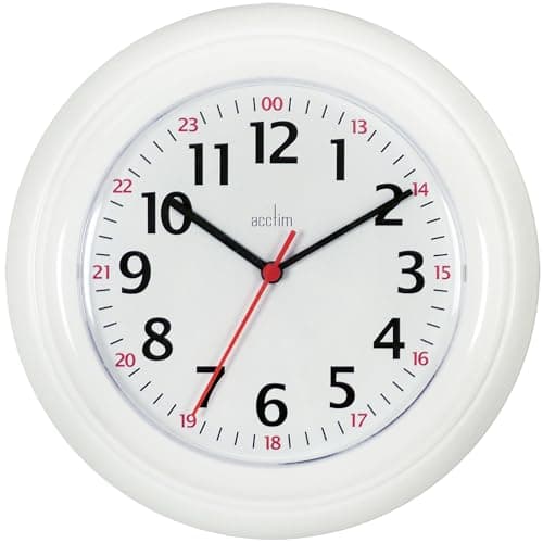 Image of Acctim Wexham 24 Hour Plastic Wall Clock, White, Pack of 1