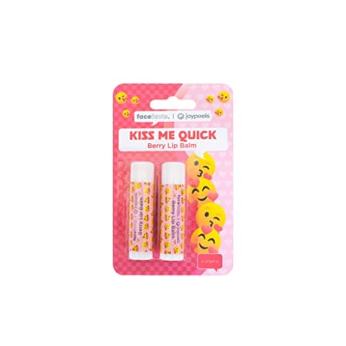 Image of Face Facts Joy Pixels Strawberry Scented Lip Balms | Kiss Me Quick | 2 x 4.25g Lip Balms | Vegan
