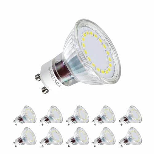 Image of sanlumia 10 X 5W GU10 LED Super Bright Spotlight Bulb 450lm 120 Degree Beam Angle Non Dimmable 50W Halogen Equivalen Natural White 4000K
