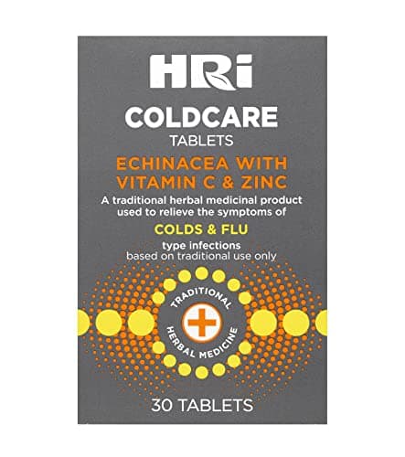 Image of HRI ColdCare Immunity 30 Tablets - Echinacea, Plus Vitamin C and Zinc to Relieve the Symptoms of Colds and Flu Type Infections. 1 Pack