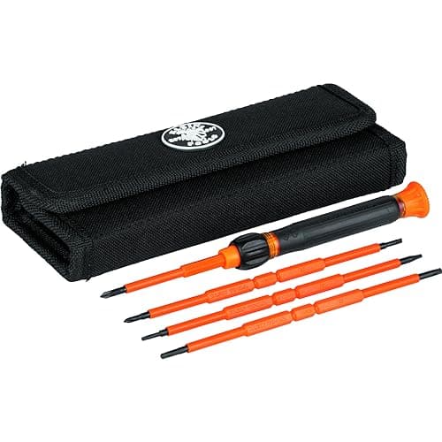 Image of Klein Tools 32584INSR Precision 8-in-1 Screwdriver Set with Case, 1000V Rated Insulated Set with Phillips, Slotted and Tamperproof TORX Tips