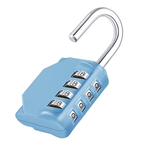 Image of ZHEGE Combination Padlock, 4 Digit Coded Padlock, Resettable Number Lock for School Locker, Toolbox, Lock with Code for Backyard Fence Gate, Sheds, Garage Door (1P, Sky Blue)