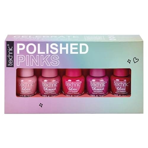 Image of TECHNIC Nail Polish 12ml Polished Pinks Nail Varnish Set - 5pack