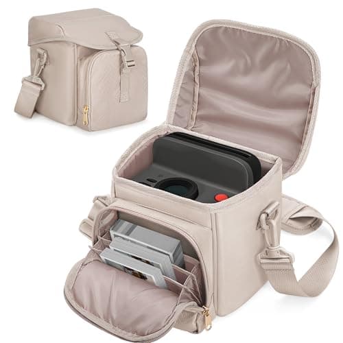 Image of Prokva Camera Sling Bag Compatible with Polaroid Now 2nd Generation I-Type, Now+ 2nd Gen I-Type, Now, Now+, OneStep+, OneStep 2 VF Instant Camera, Camera Crossbody Bag with Adjustable Strap, Camel