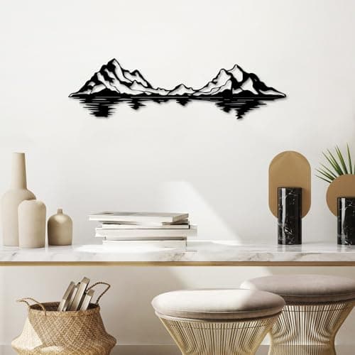 Image of Stylish Black Decorative Metal Wall Accessory, 68 x 19 cm, 100% Metal, 1.5 mm Thickness, Lightweight & Modern Design for Home Decor