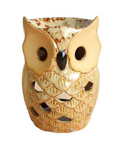 Image of MONMOB 4.7 Inch Ceramic Owl Oil Warmer Aromatherapy Burner/Tea Light Candle Holder Oil Burner/Essential Oil Warmer Candle Holder/Wax Warmer Ideal Gifts for Women, Mom or Birthdays
