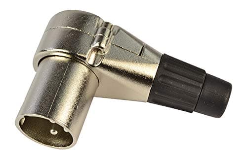 Image of Male XLR Connector With Right Angle Style. Strong Cable Grip, Metal Body