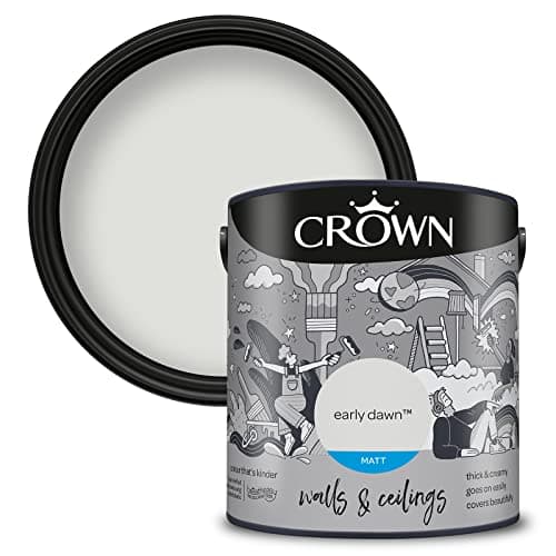 Image of CROWN Early Dawn - Matt Emulsion Paint - Water Based, Quick Dry - Warm Grey Paint for Walls & Ceilings - 2.5L