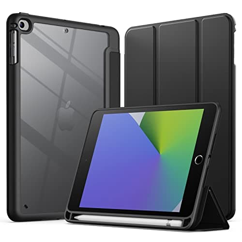 Image of JETech Case for iPad mini 5/4 (7.9-Inch 2019/2015 Model) with Pencil Holder, Clear Transparent Back Shell Slim Stand Shockproof Tablet Cover, Auto Wake/Sleep (Black)
