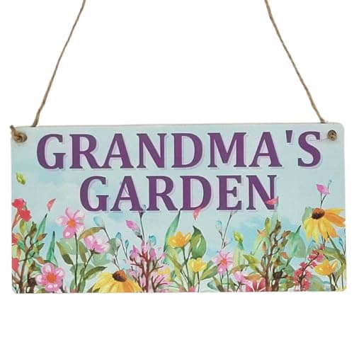 Image of Second Ave Grandma's Garden Wooden Hanging Rectangle Home Sign Plaque Mother's Day
