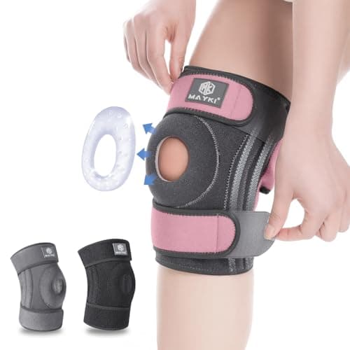 Image of MAYKI Knee Brace with Patella Gel Pad for Women 1 PCS, Adjustable Breathable Knee Supports for Arthritis/Ligament Damage, Running/Weight Lifting