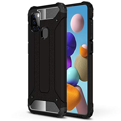 Image of TECHGEAR Galaxy A21s Tough Armoured Case - ShockProof, Rugged, Sturdy, Heavy Duty Protective Case Cover Designed for Samsung Galaxy A21s - (Black)