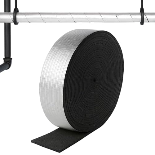 Image of 1PCS Pipe Insulation Foam Wrap,5cm X 10m Pipe Lagging Foam Foil Tape Insulation Tape, Self Adhesive Wrap Pipe Coverings Self Adhesive for Winter Freeze Protection,Noise Reduction &Cold Hot Water Pipes