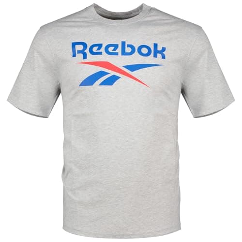 Image of Reebok Men's Bruno Big Logo Crew Neck SS Tee Shirt, Light Grey Marl, L