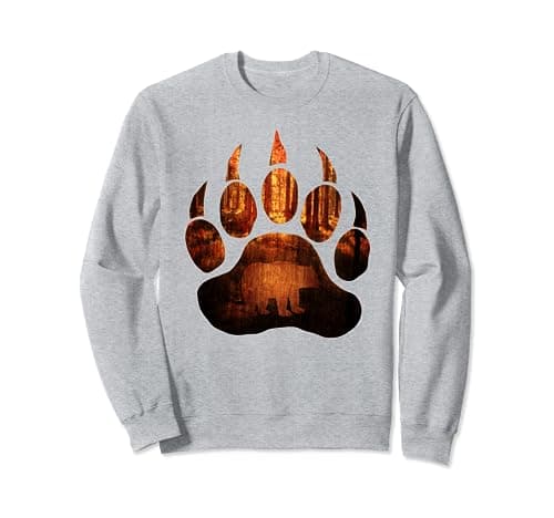 Image of Brown Bear Paw Animal and Scenic Forest Nature Woods Lover Sweatshirt