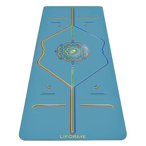 Image of Liforme Printed Travel Yoga mat – Free Yoga Bag, Patented Alignment System, Warrior-like Grip, Non-slip, Eco-friendly and Biodegradable, Ultra-lightweight, Sweat resistant, Long, Wide and Thick