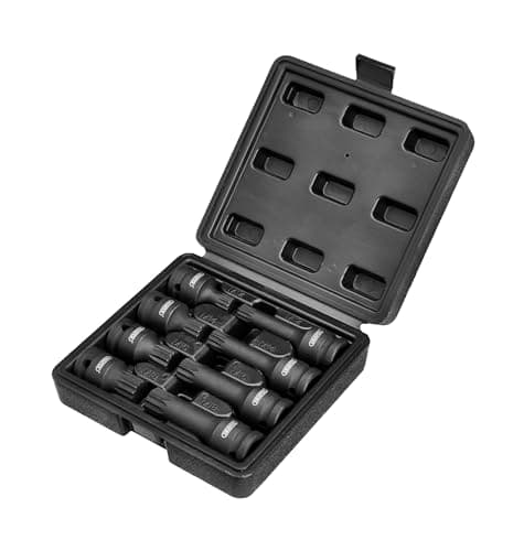 Image of Draper 49460 1/2" Square Drive Tamper Proof Impact Spline Socket Set (8 Piece)