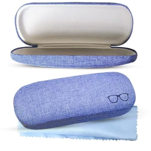 Image of R&B Sports & Leisure Hard Shell Glasses Case for Women and Men, Lilac Purple Spectacle Case with Soft Linen Cloth, Reading Glass Case, Sunglasses Case, Kids Glasses Case