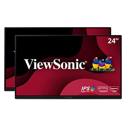Image of ViewSonic VA2456-MHD_H2 Dual Pack Head-Only 1080p IPS Monitors with Ultra-Thin Bezels, HDMI, DisplayPort and VGA for Home and Office, Black